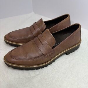 Ecco Women’s Modern Tailored Leather Penny Loafer Brown Size 38/7.5US